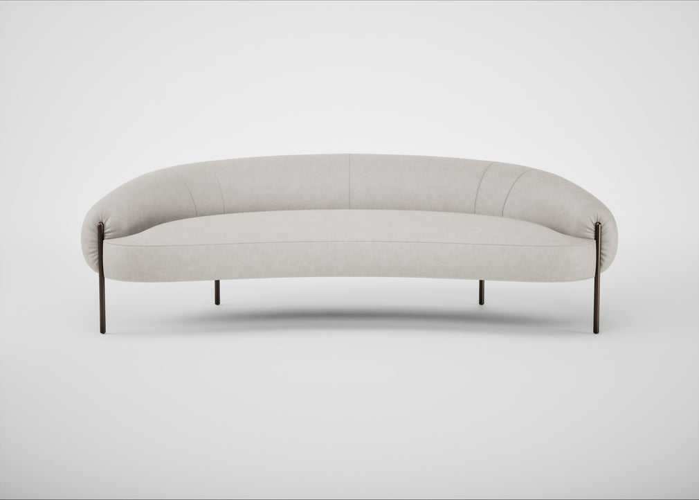 Isola 3 Seater Sofa Leather Grain White 000 / Bronze