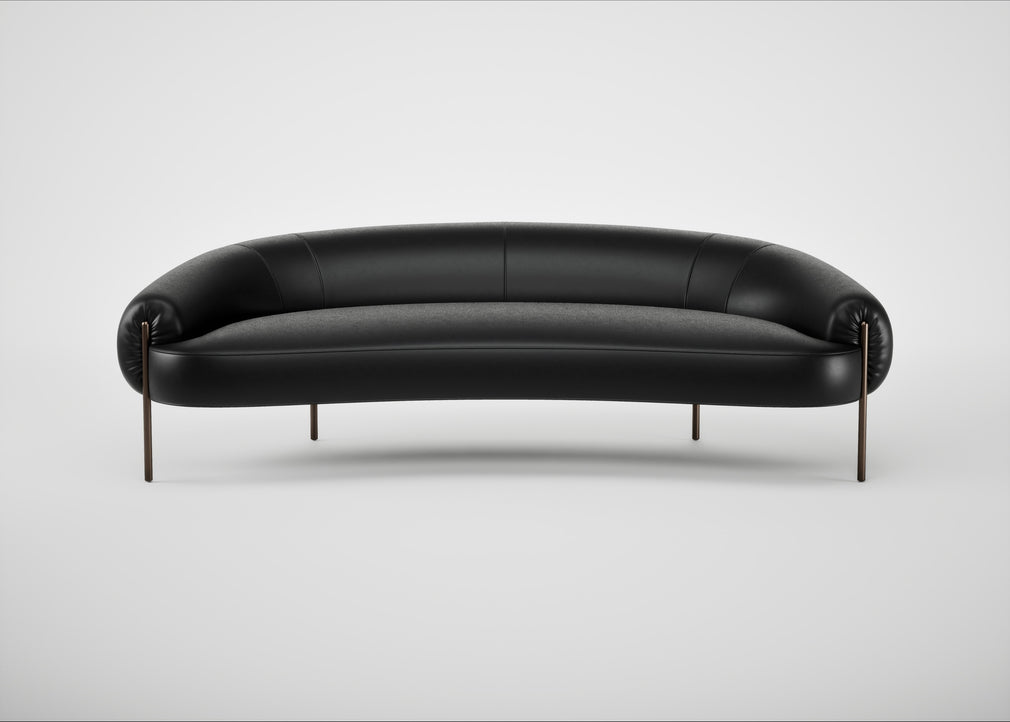 Isola 3 Seater Sofa Leather Stonewash Black 263 / Bronze