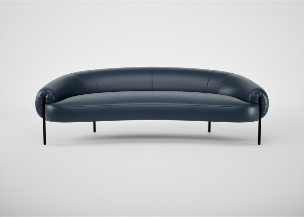 Isola 3 Seater Sofa Leather Stonewash Navy Blue 279 / Black