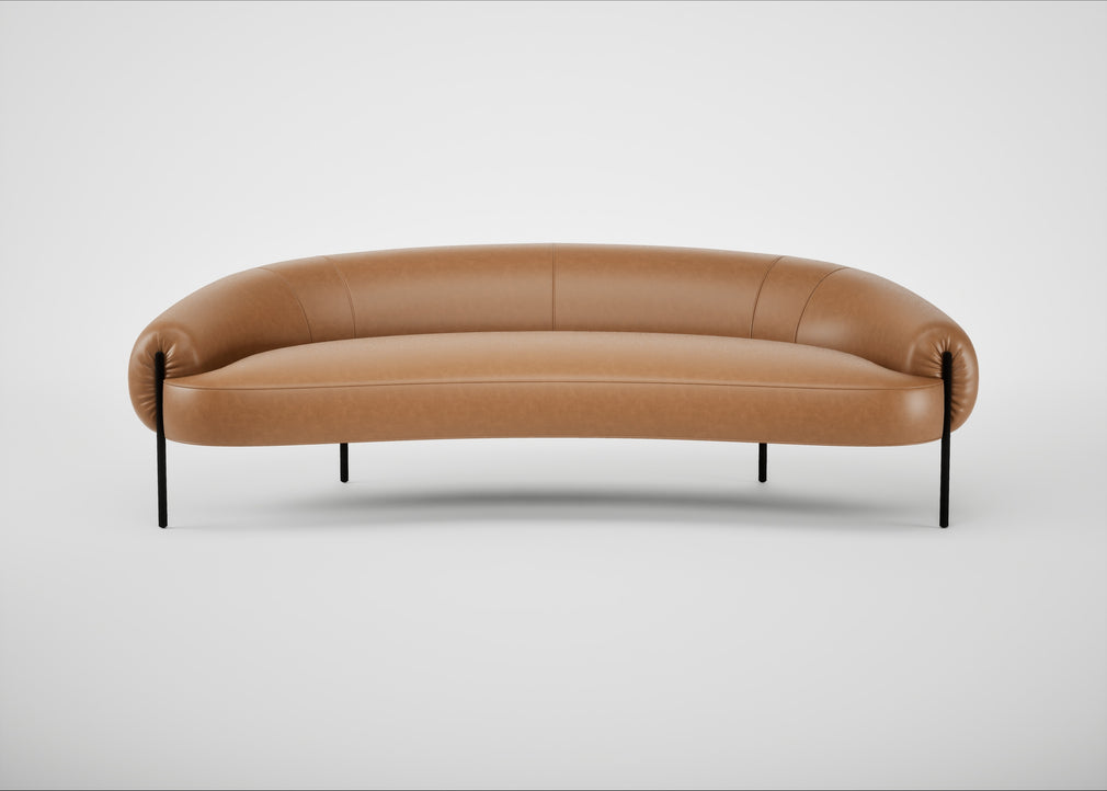 Isola 3 Seater Sofa Leather Stonewash Toffee 277 / Black