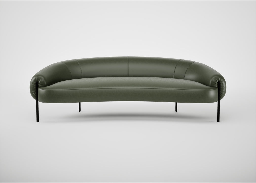 Isola 3 Seater Sofa Leather Stonewash Vintage Green 278 / Black