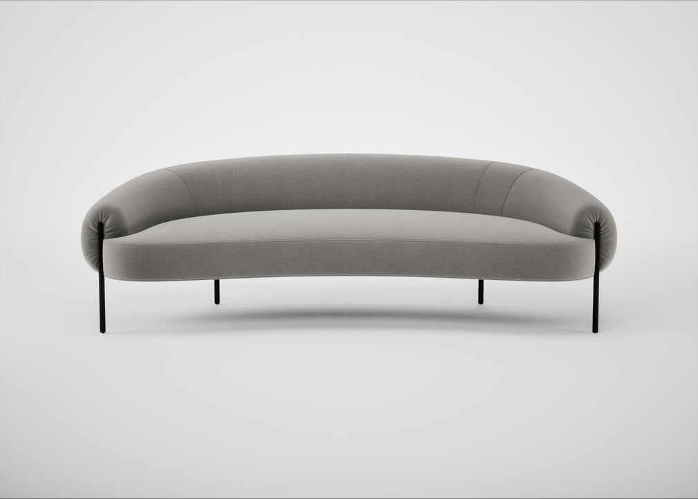 Isola 3 Seater Sofa Nobilis Velvet Dolphin / Black