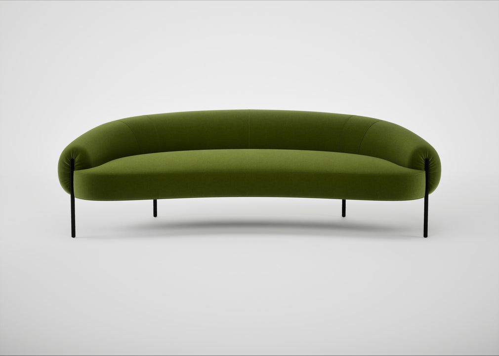 Isola 3 Seater Sofa Nobilis Velvet Leaf / Black
