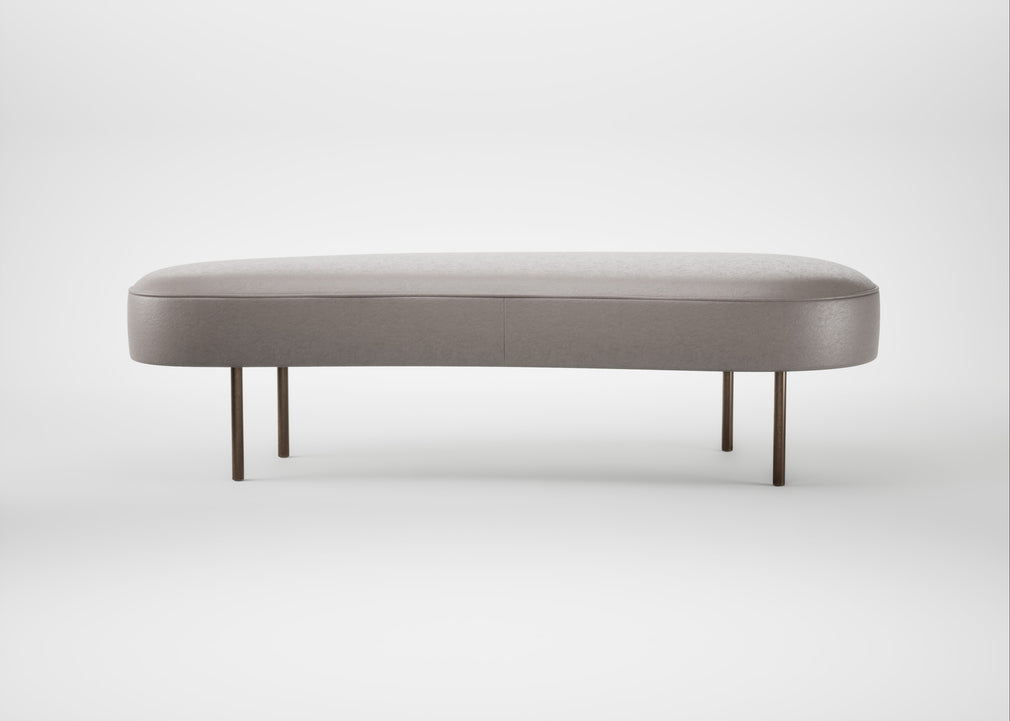 Isola Large Ottoman Daino Leather Elephant / Bronze