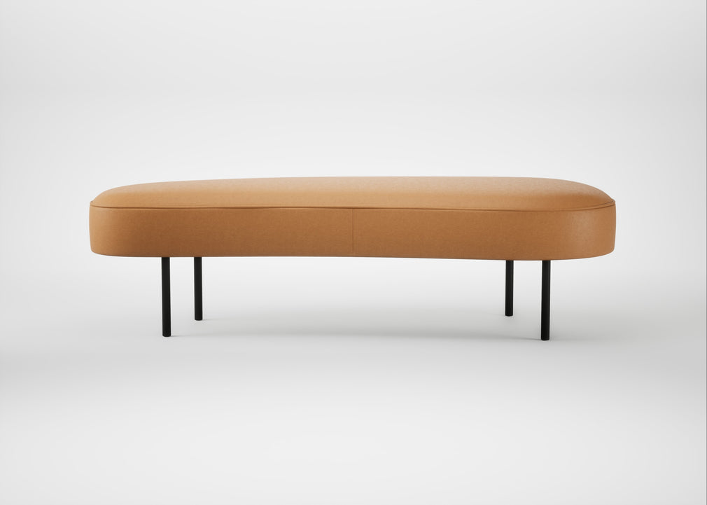 Isola Large Ottoman Daino Leather Parchment / Black