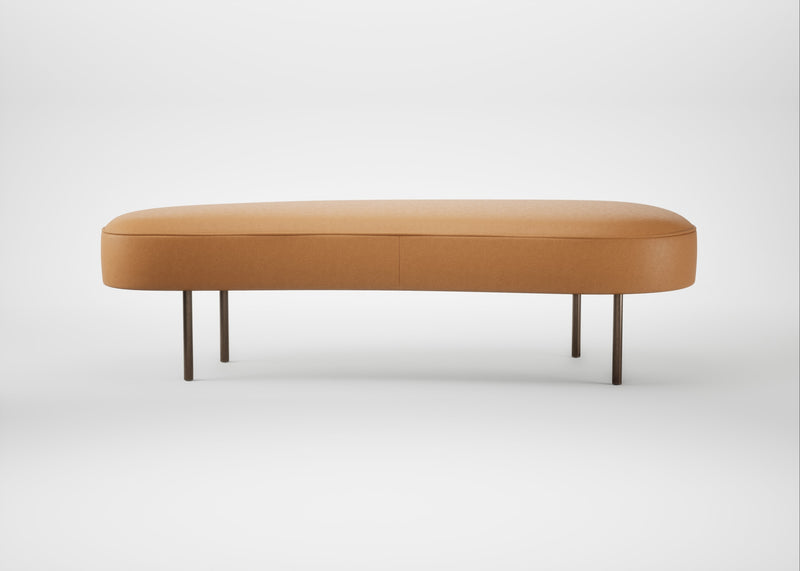 Isola Large Ottoman Daino Leather Parchment / Bronze