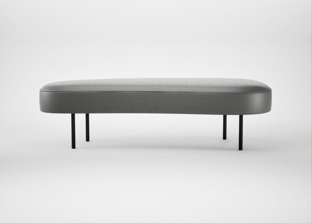 Isola Large Ottoman Daino Leather Steel / Black