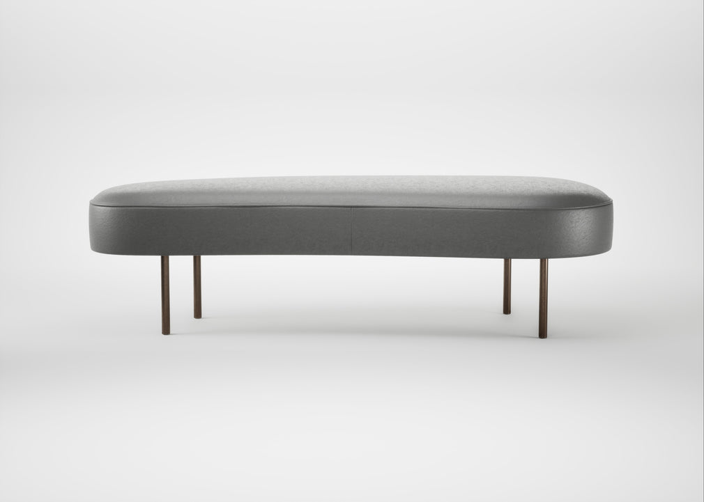 Isola Large Ottoman Daino Leather Steel / Bronze