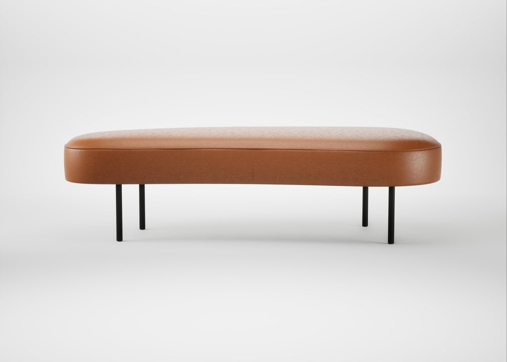 Isola Large Ottoman Daino Leather Treacle / Black