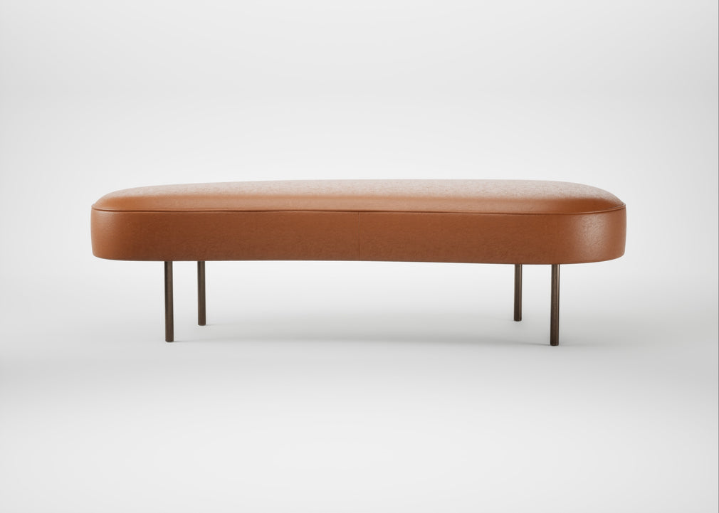 Isola Large Ottoman Daino Leather Treacle / Bronze