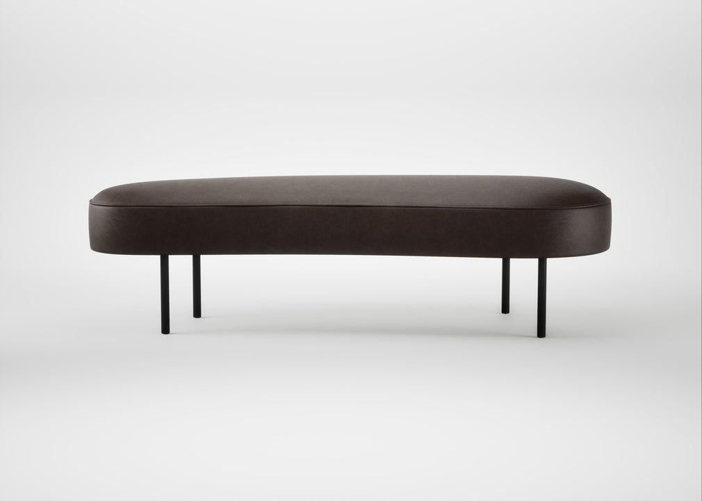 Isola Large Ottoman Leather Grain Chocolate 066 / Black