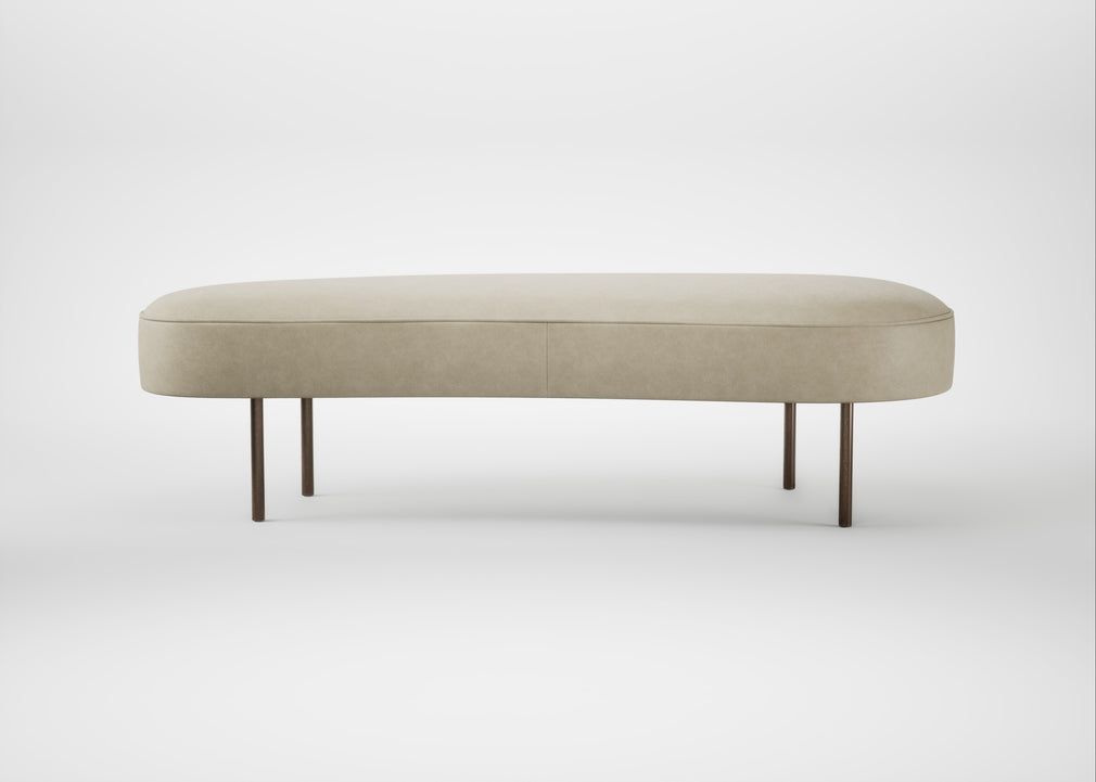 Isola Large Ottoman Leather Grain Dark Brown 068 / Bronze
