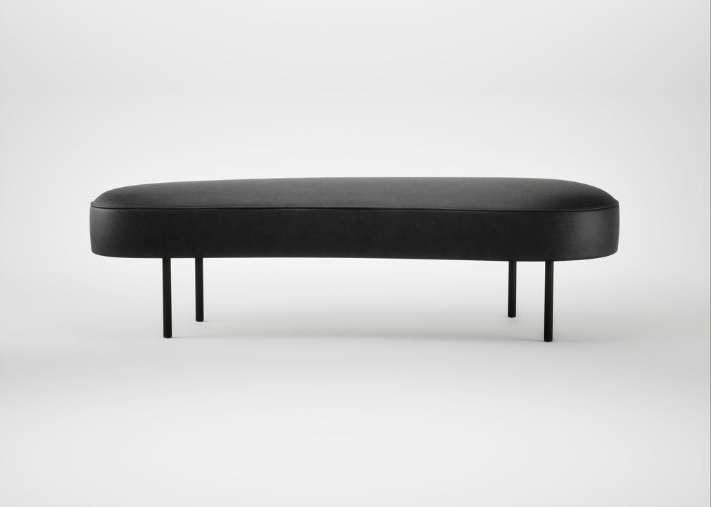 Isola Large Ottoman Leather Grain Graphite 063 / Black