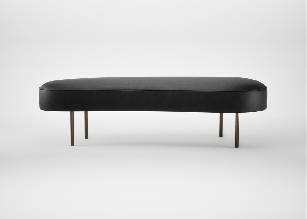 Isola Large Ottoman Leather Grain Graphite 063 / Bronze