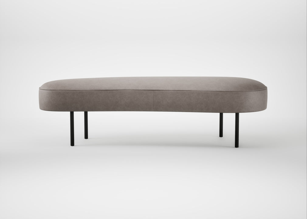 Isola Large Ottoman Leather Grain Light Grey 060 / Black