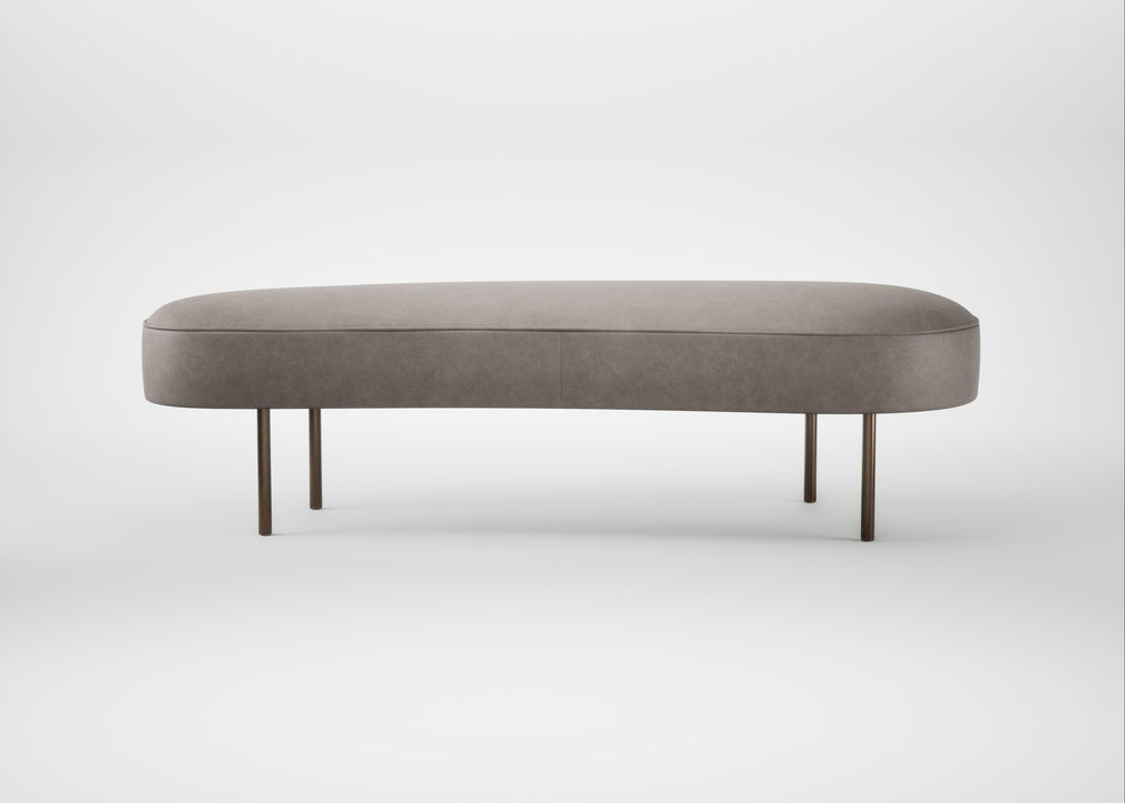 Isola Large Ottoman Leather Grain Light Grey 060 / Bronze