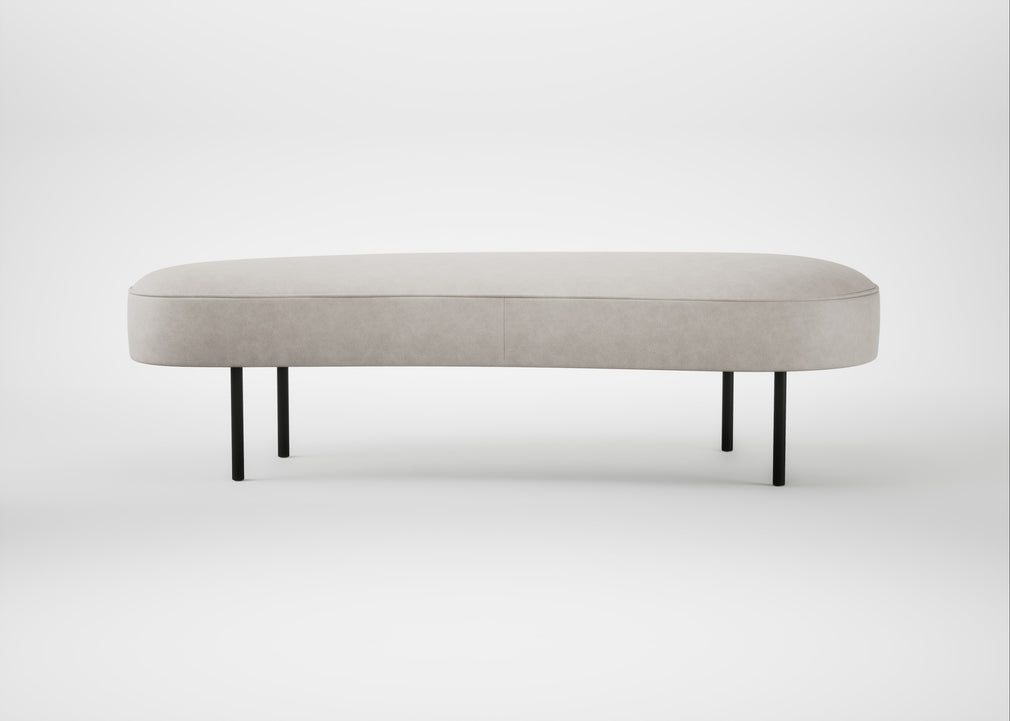 Isola Large Ottoman Leather Grain White 000 / Black