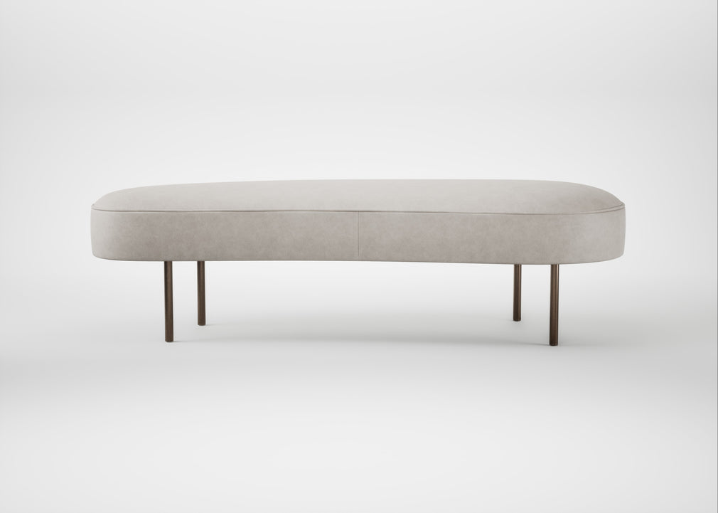 Isola Large Ottoman Leather Grain White 000 / Bronze