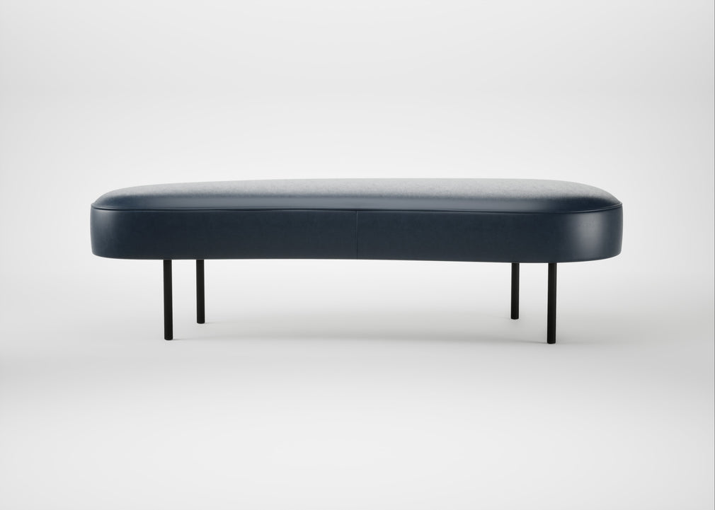 Isola Large Ottoman Leather Stonewash Navy Blue 279 / Black