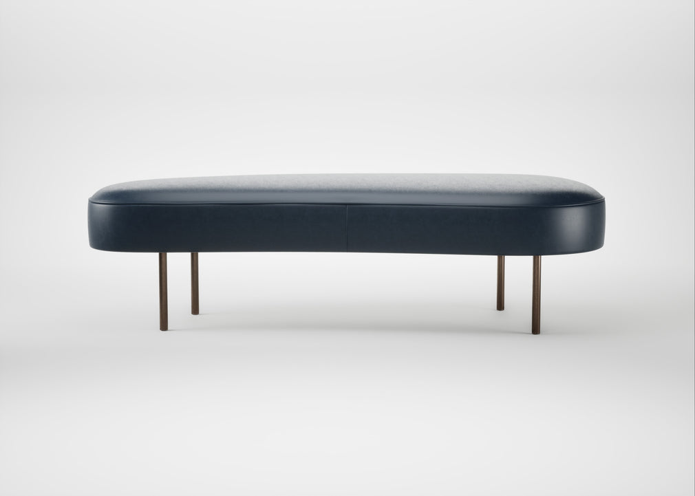 Isola Large Ottoman Leather Stonewash Navy Blue 279 / Bronze
