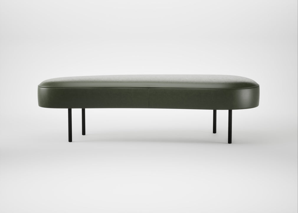 Isola Large Ottoman Leather Stonewash Vintage Green 278 / Black
