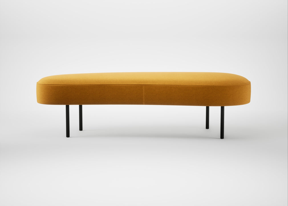 Isola Large Ottoman Nobilis Velvet Mustard / Black