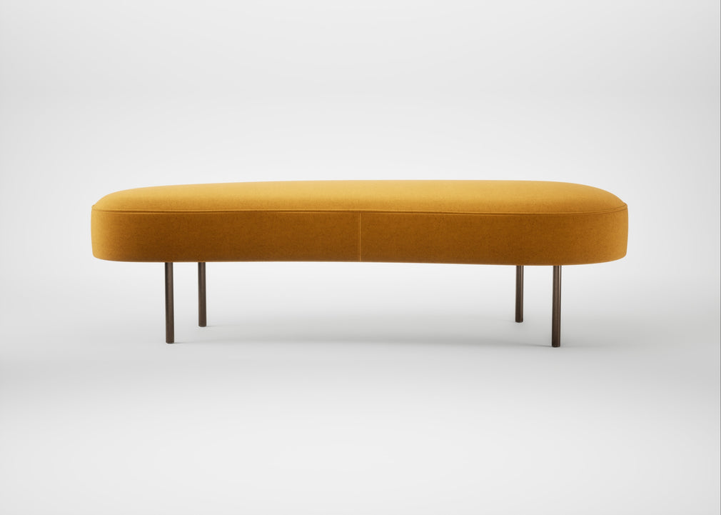 Isola Large Ottoman Nobilis Velvet Mustard / Bronze