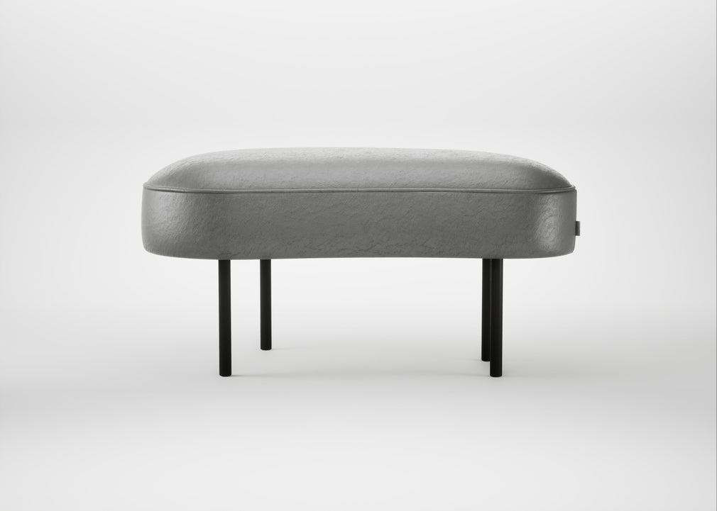 Isola Small Ottoman Daino Leather Steel / Black