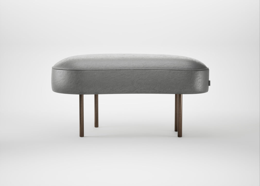 Isola Small Ottoman Daino Leather Steel / Bronze
