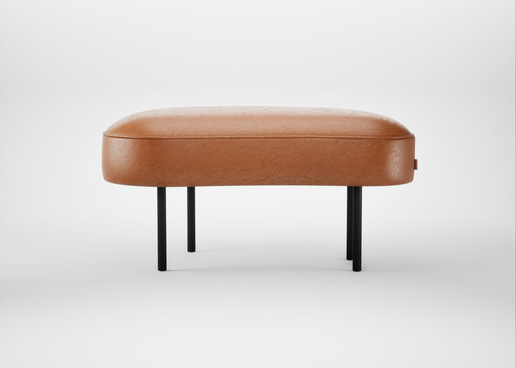 Isola Small Ottoman Daino Leather Treacle / Black