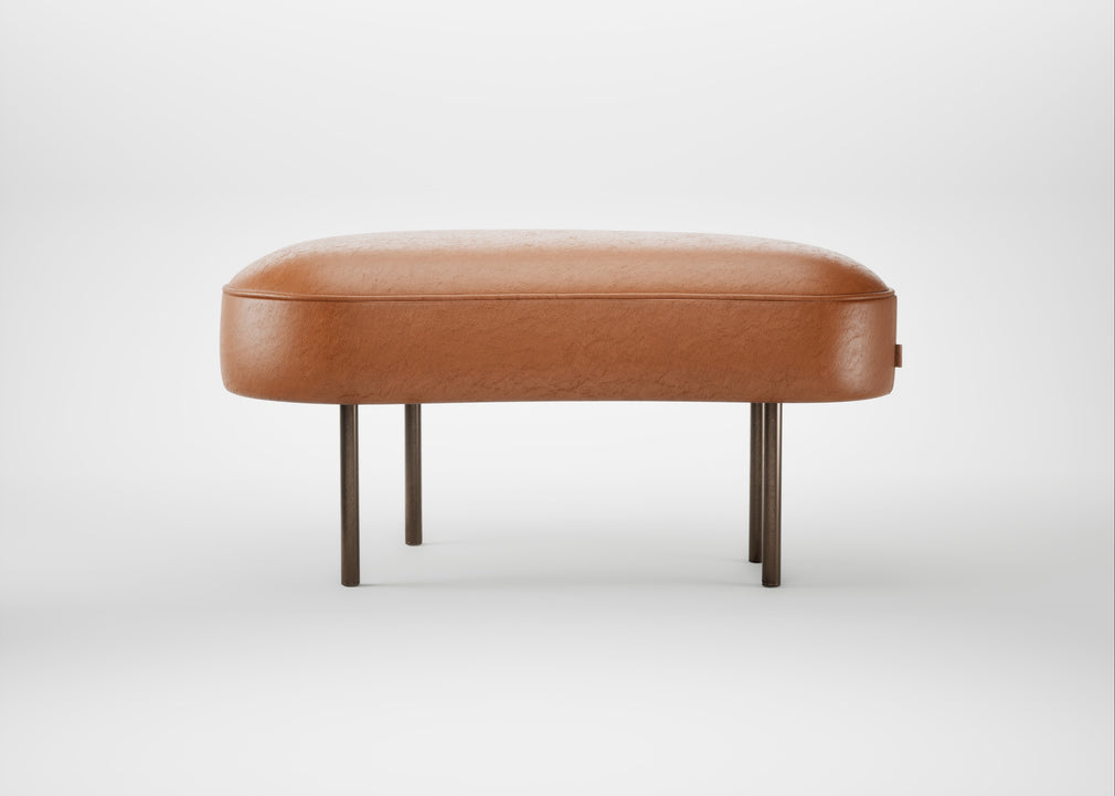 Isola Small Ottoman Daino Leather Treacle / Bronze