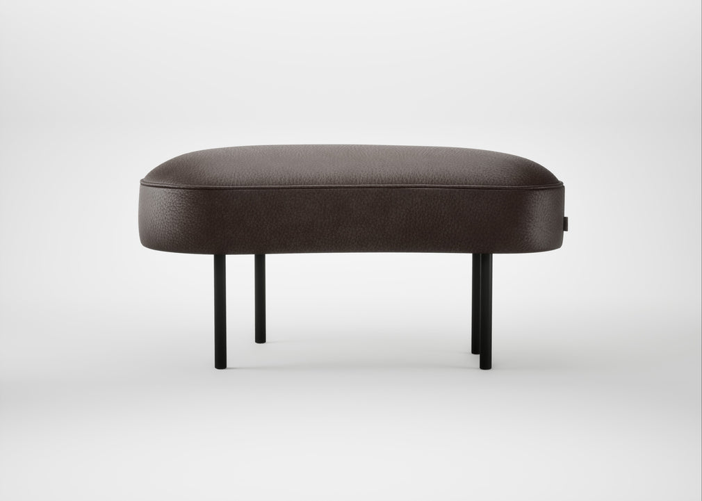 Isola Small Ottoman Leather Grain Chocolate 066 / Black
