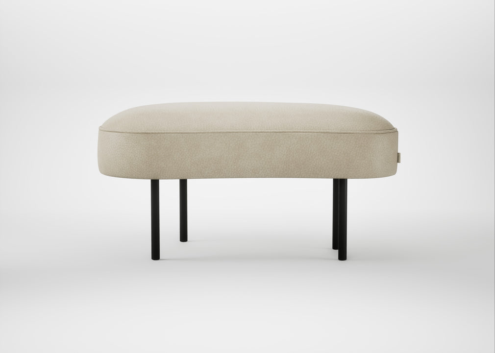 Isola Small Ottoman Leather Grain Dark Brown 068 / Black