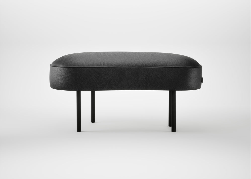 Isola Small Ottoman Leather Grain Graphite 063 / Black