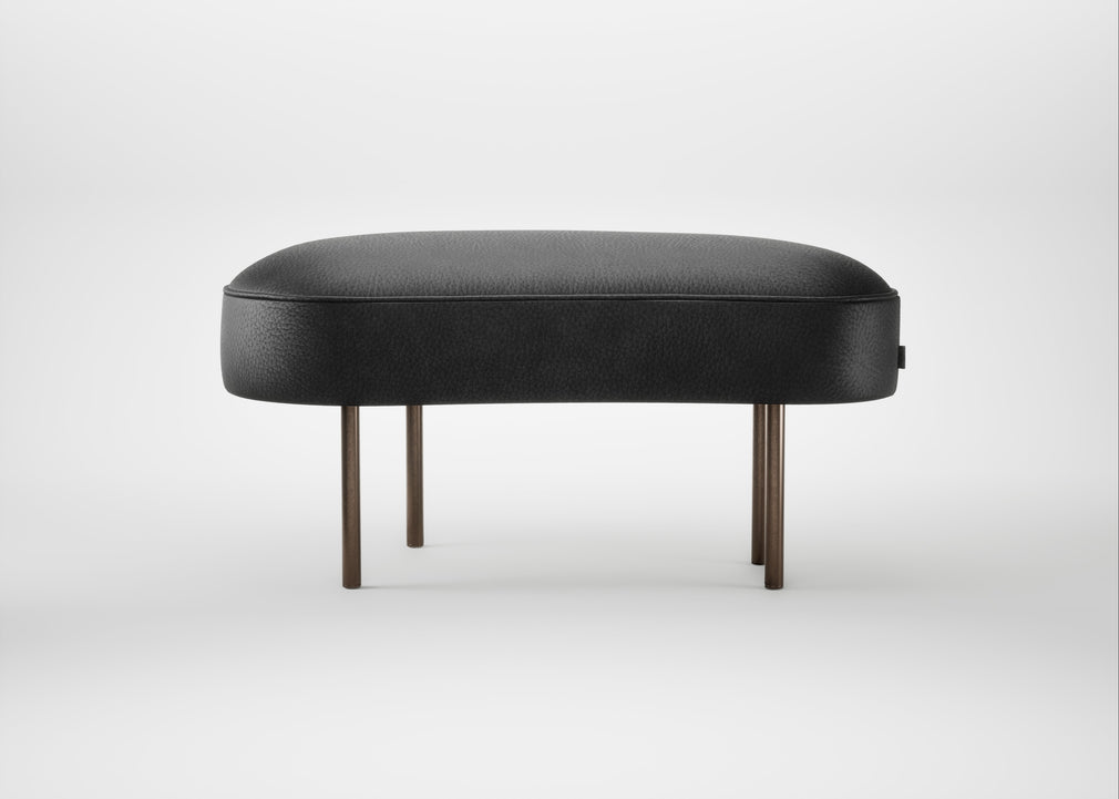 Isola Small Ottoman Leather Grain Graphite 063 / Bronze