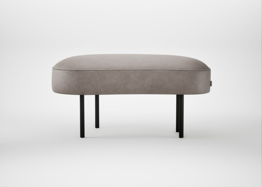 Isola Small Ottoman Leather Grain Light Grey 060 / Black