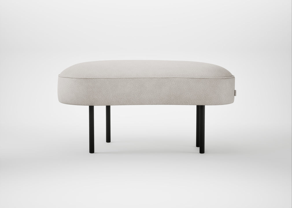 Isola Small Ottoman Leather Grain White 000 / Black