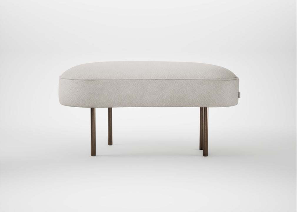 Isola Small Ottoman Leather Grain White 000 / Bronze
