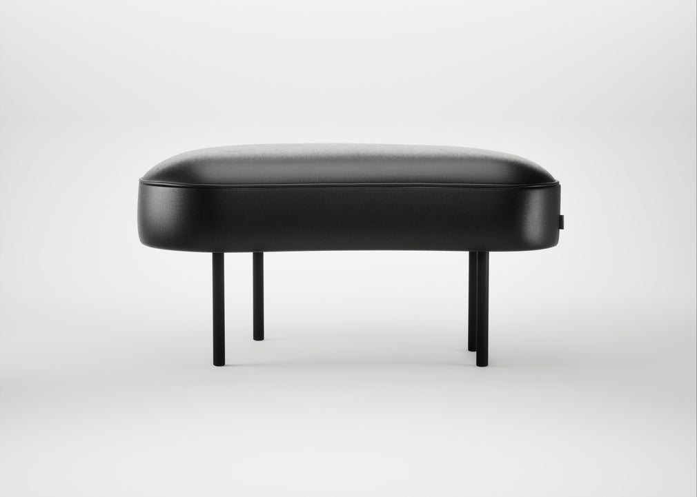 Isola Small Ottoman Leather Stonewash Black 263 / Black
