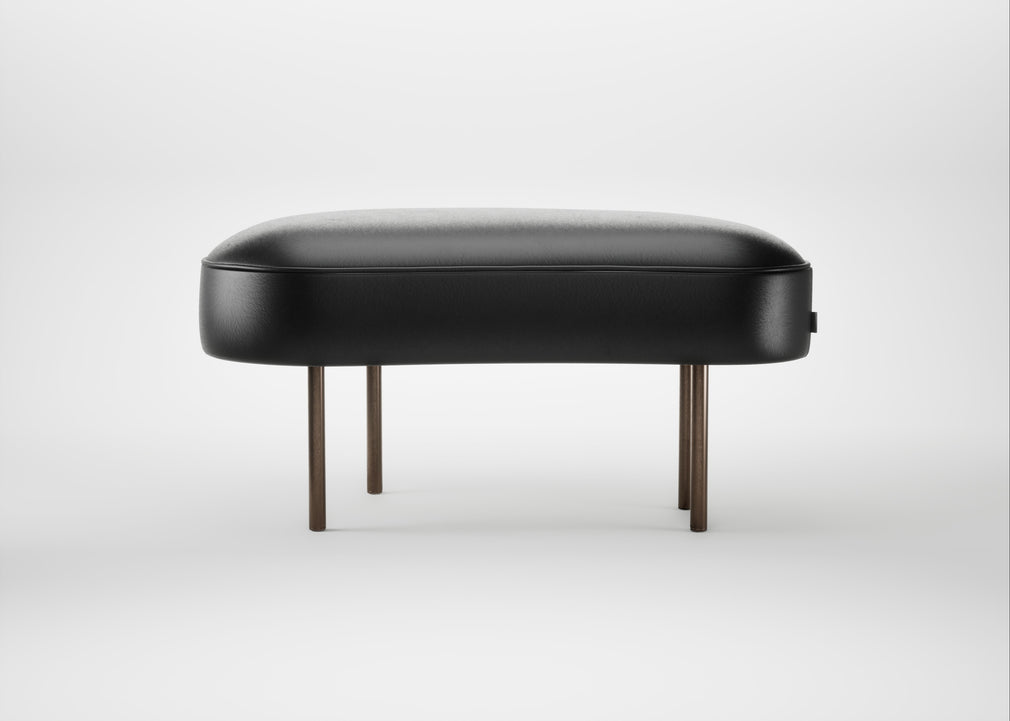 Isola Small Ottoman Leather Stonewash Black 263 / Bronze