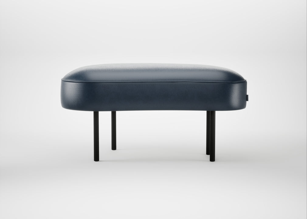 Isola Small Ottoman Leather Stonewash Navy Blue 279 / Black