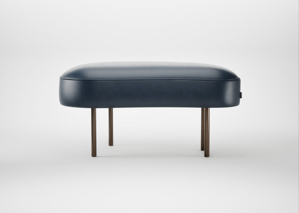 Isola Small Ottoman Leather Stonewash Navy Blue 279 / Bronze