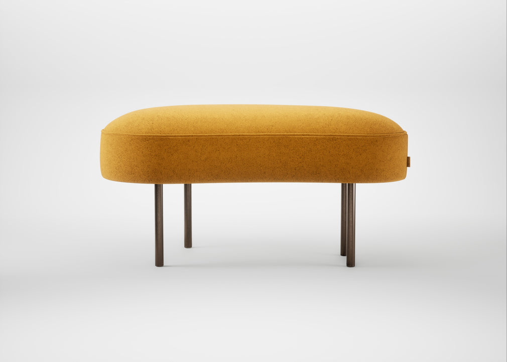 Isola Small Ottoman Nobilis Velvet Mustard / Bronze