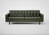 Hepburn 4 Seater Sofa Leather Stonewash Vintage Green 278 / Walnut