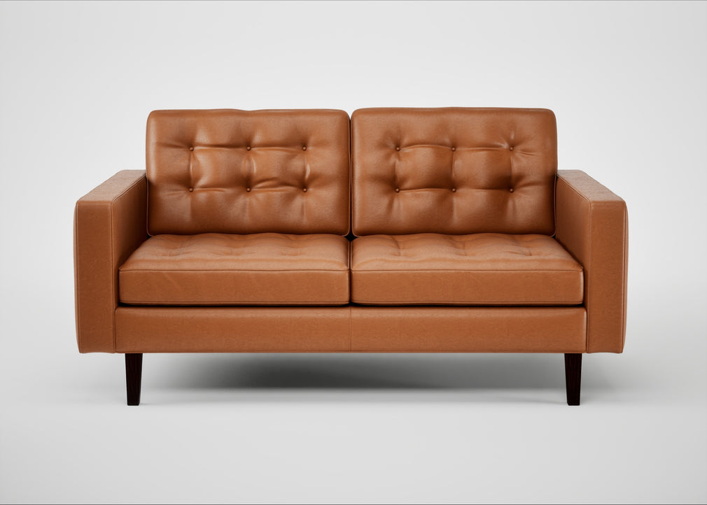 Hepburn 2 Seater Sofa Daino Leather Treacle / Wenge Black