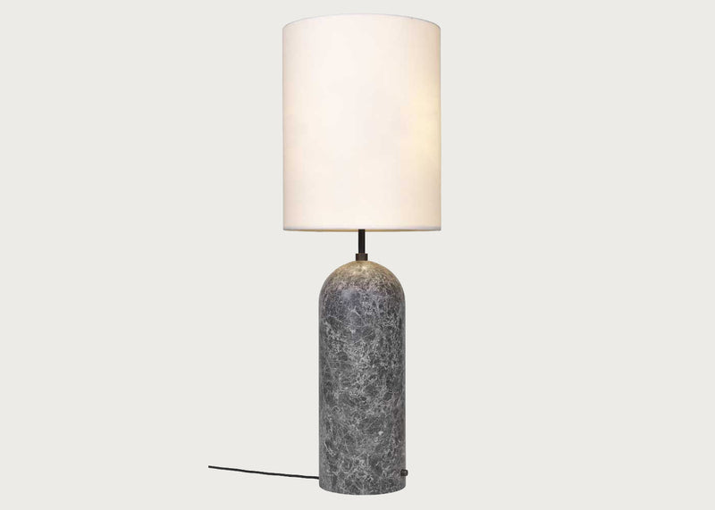 Gravity Floor Lamp XL High Grey Marble Base Canvas Shade