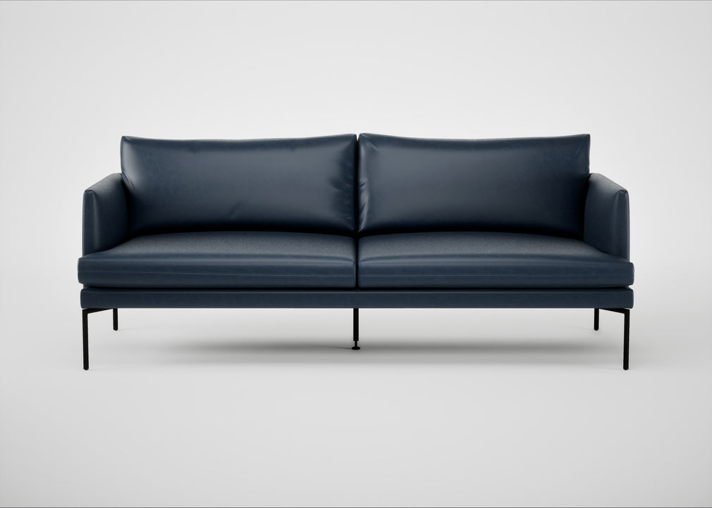 Matera 3 Seater Sofa Leather Stonewash Navy Blue 279 / Black