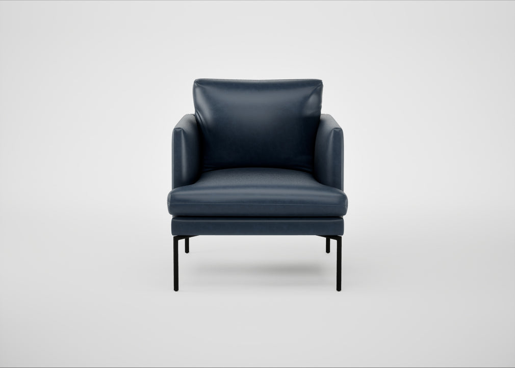 Matera Armchair Leather Stonewash Navy Blue 279 / Black