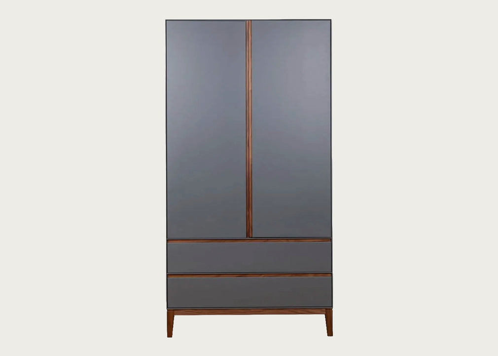 Lars Double Wardrobe Grey & Walnut