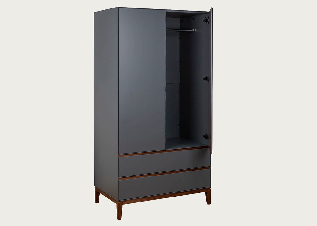 Lars Double Wardrobe Grey & Walnut